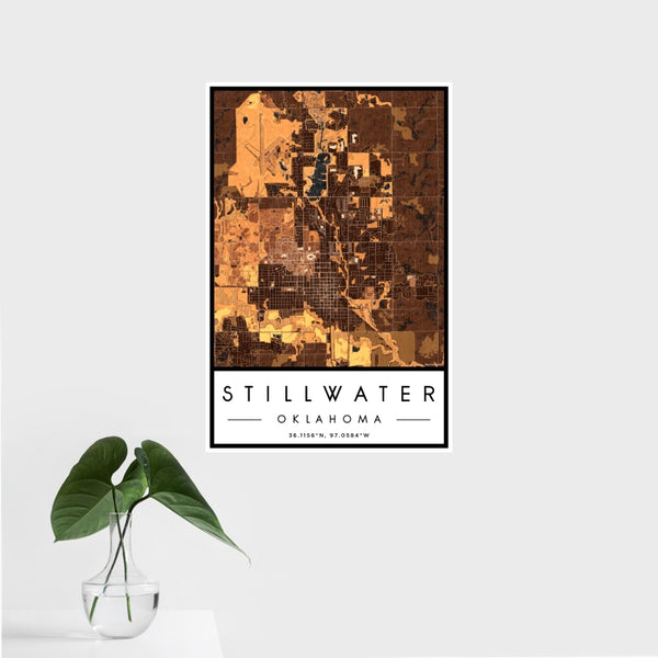 Stillwater - Oklahoma Map Print in Ember