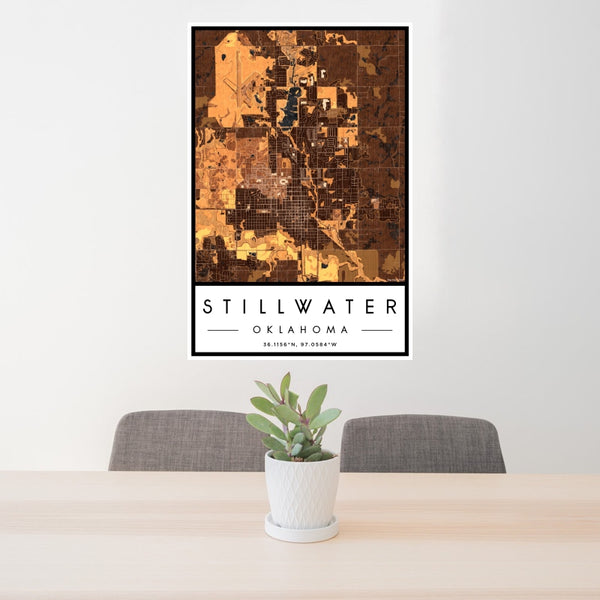 Stillwater - Oklahoma Map Print in Ember