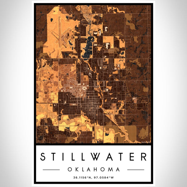 Stillwater - Oklahoma Map Print in Ember