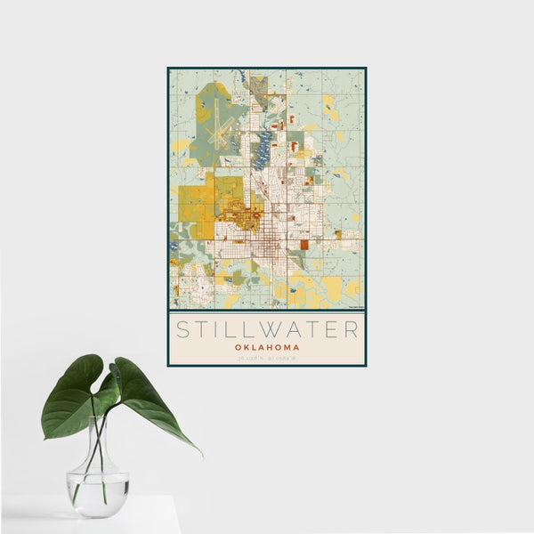Stillwater - Oklahoma Map Print in Woodblock