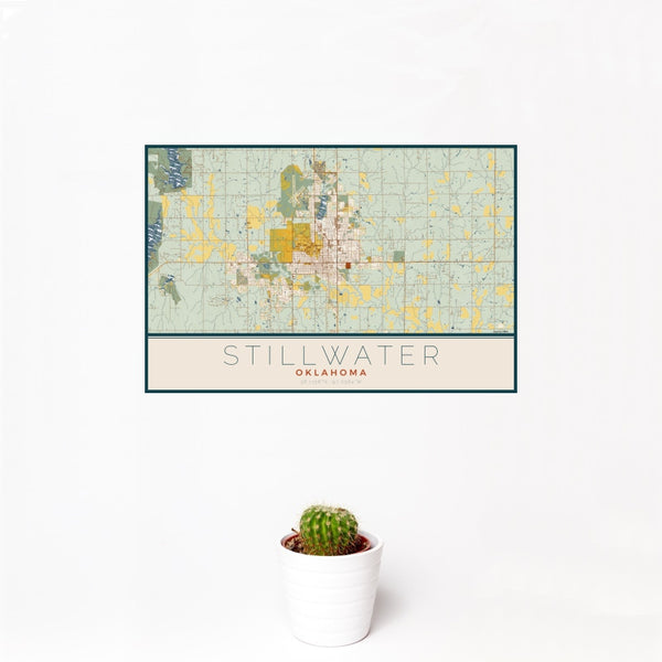 Stillwater - Oklahoma Map Print in Woodblock