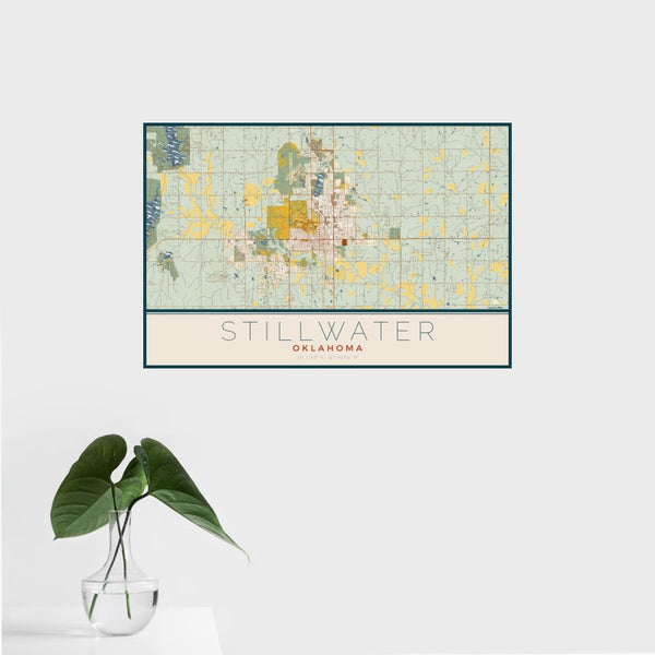 Stillwater - Oklahoma Map Print in Woodblock