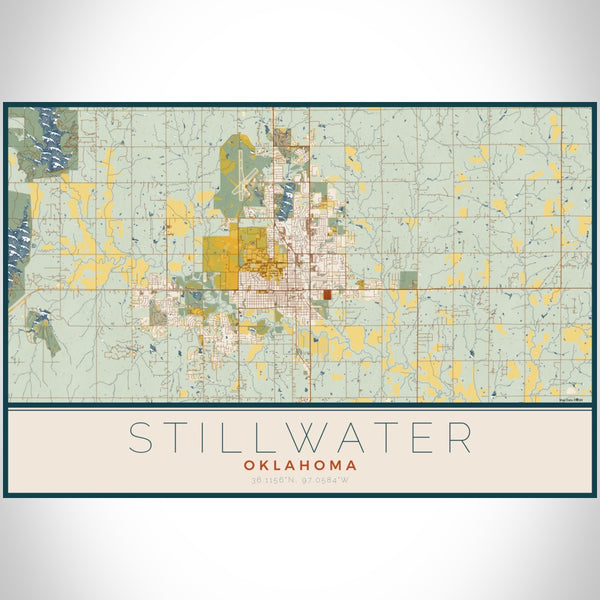 Stillwater - Oklahoma Map Print in Woodblock