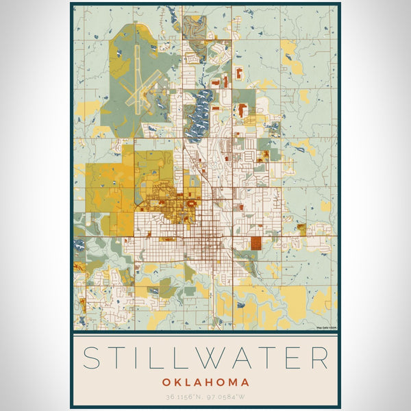 Stillwater - Oklahoma Map Print in Woodblock