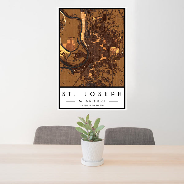 St. Joseph - Missouri Map Print in Ember