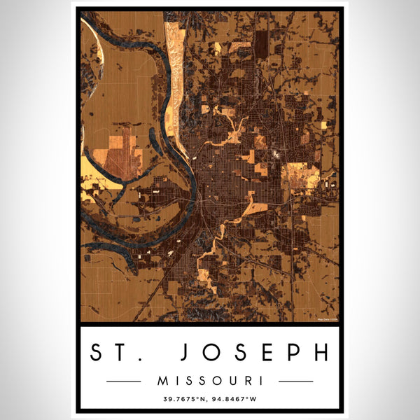 St. Joseph - Missouri Map Print in Ember