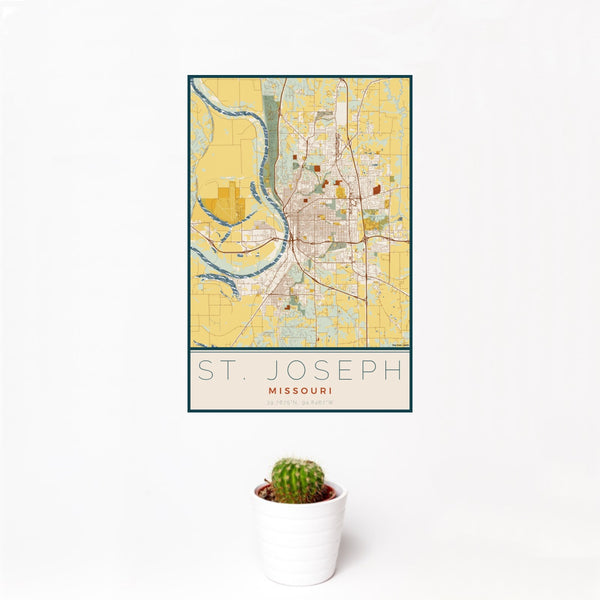 St. Joseph - Missouri Map Print in Woodblock