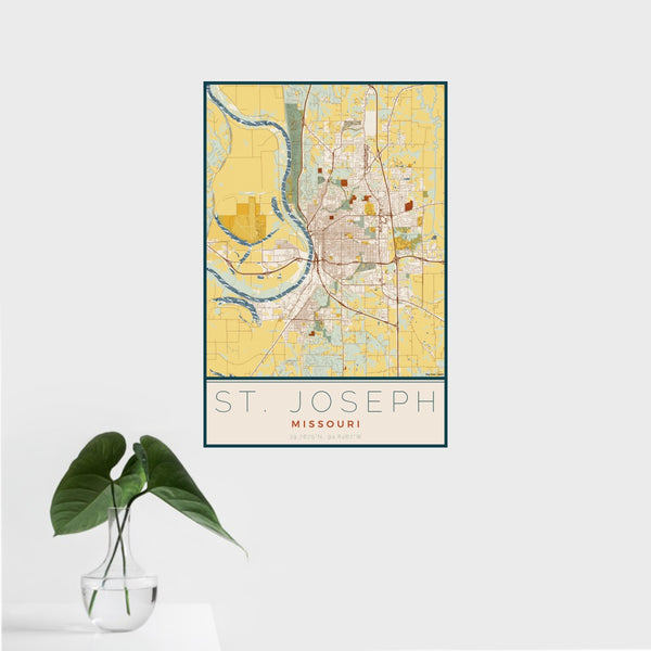 St. Joseph - Missouri Map Print in Woodblock