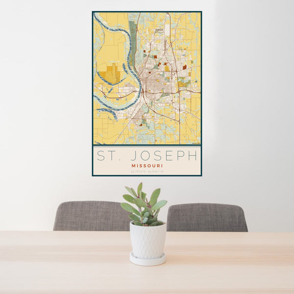 St. Joseph - Missouri Map Print in Woodblock