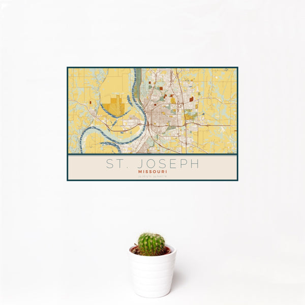 St. Joseph - Missouri Map Print in Woodblock