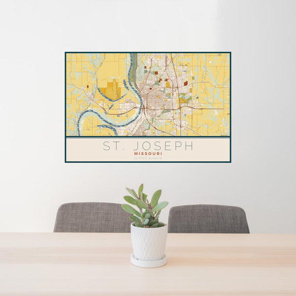 St. Joseph - Missouri Map Print in Woodblock