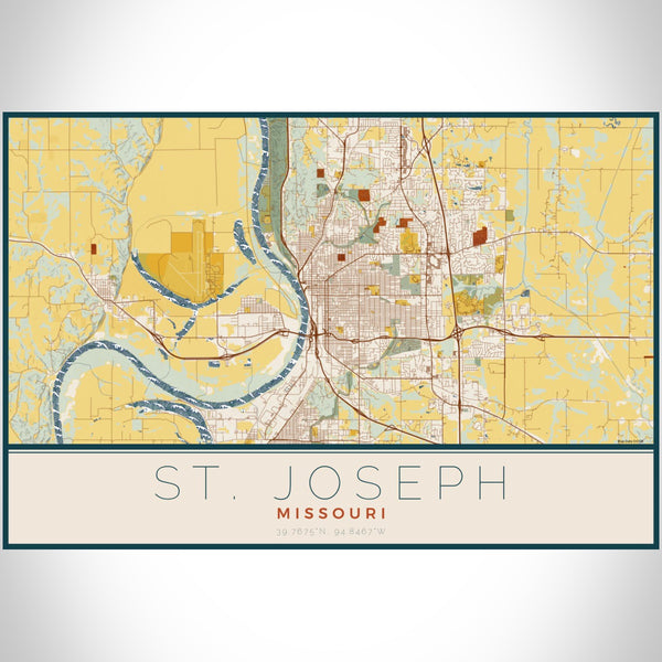 St. Joseph - Missouri Map Print in Woodblock