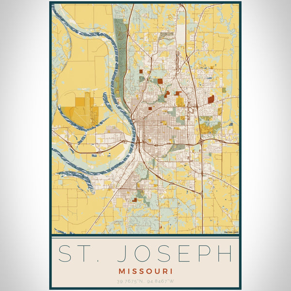 St. Joseph - Missouri Map Print in Woodblock