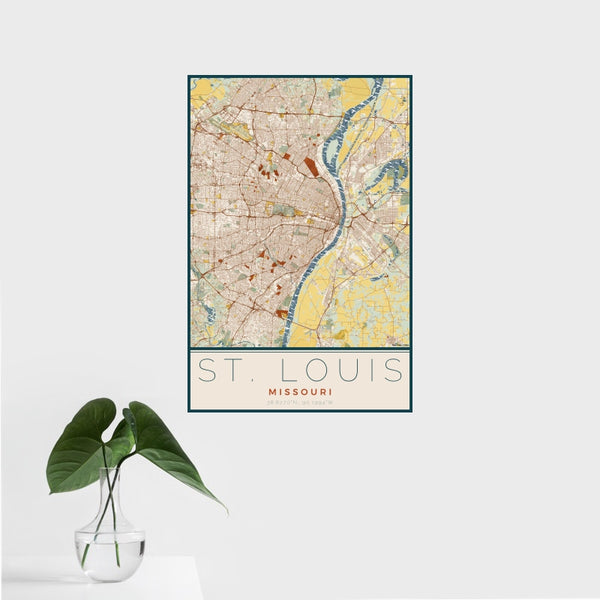 St. Louis - Missouri Map Print in Woodblock