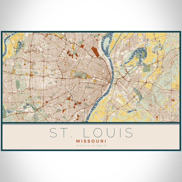 St. Louis - Missouri Map Print in Woodblock
