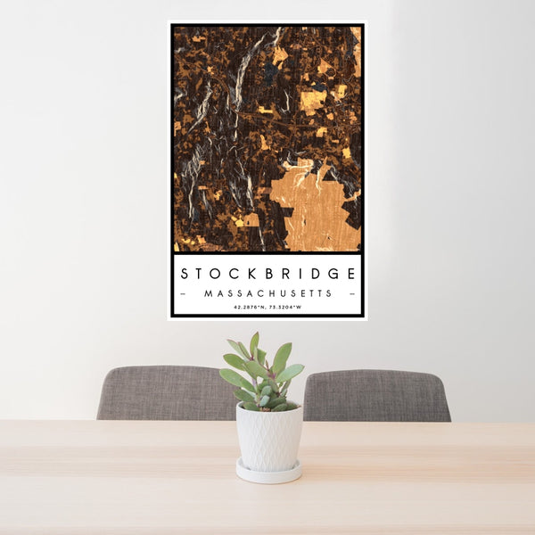 Stockbridge - Massachusetts Map Print in Ember