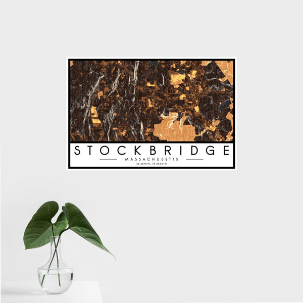 Stockbridge - Massachusetts Map Print in Ember