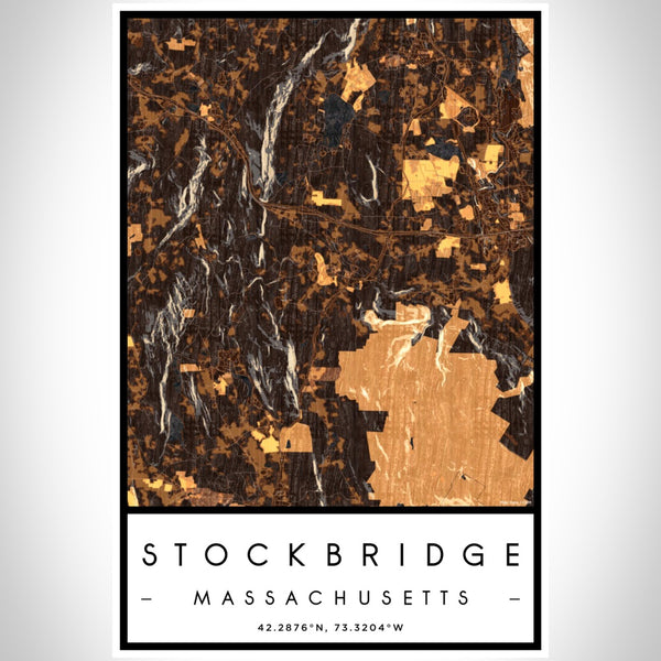 Stockbridge - Massachusetts Map Print in Ember