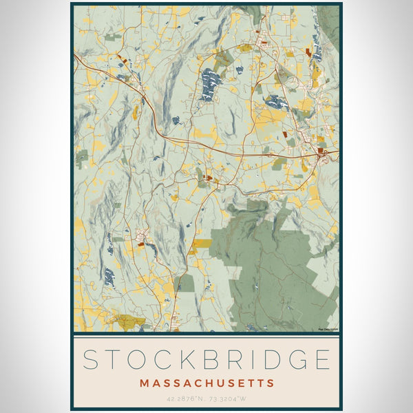 Stockbridge - Massachusetts Map Print in Woodblock