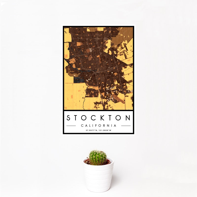 Stockton - California Map Print in Ember