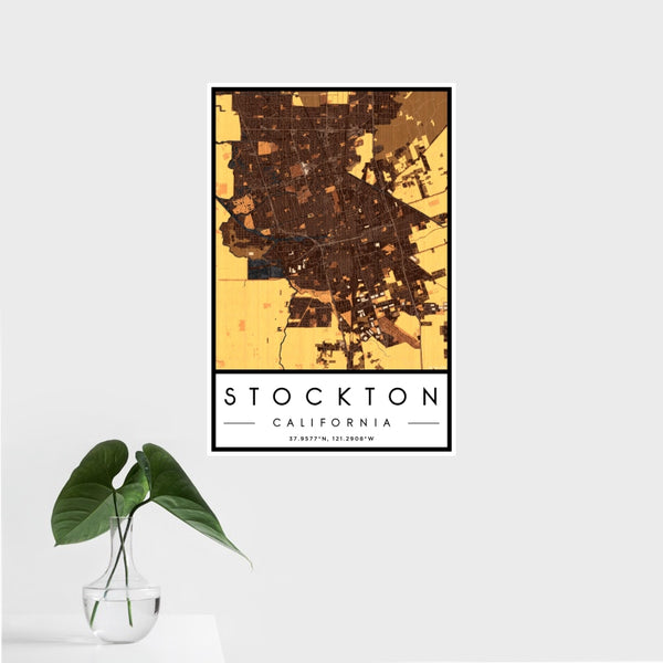 Stockton - California Map Print in Ember