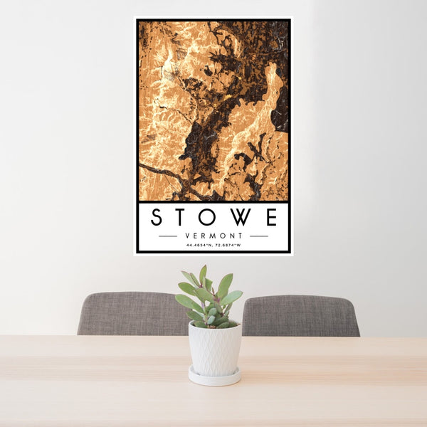 Stowe - Vermont Map Print in Ember
