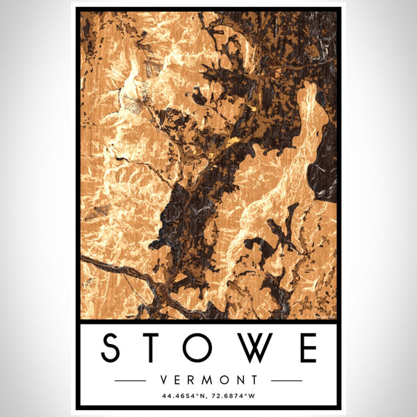 Stowe - Vermont Map Print in Ember