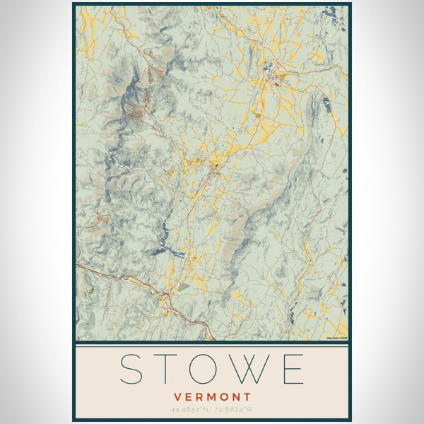 Stowe - Vermont Map Print in Woodblock