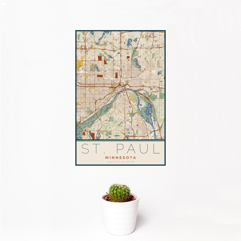 St. Paul - Minnesota Map Print in Woodblock