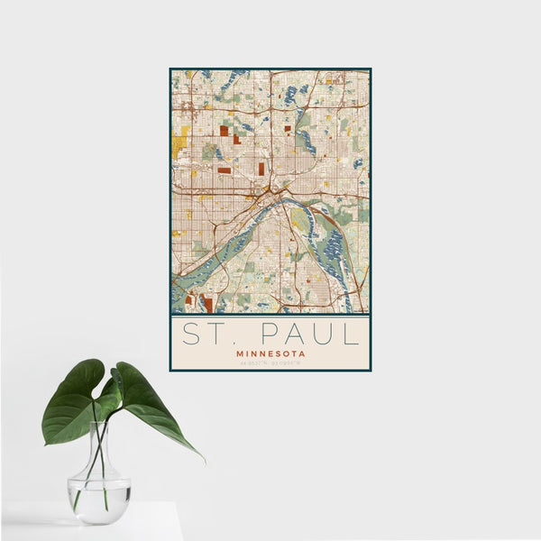 St. Paul - Minnesota Map Print in Woodblock