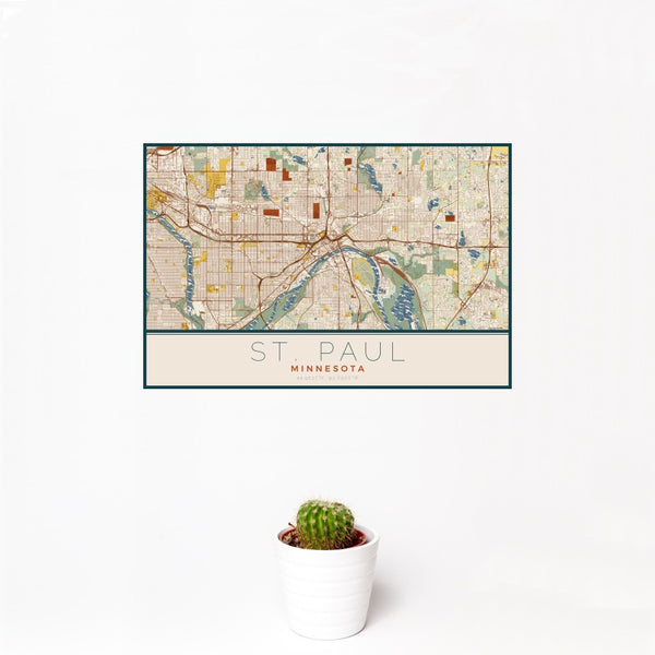 St. Paul - Minnesota Map Print in Woodblock