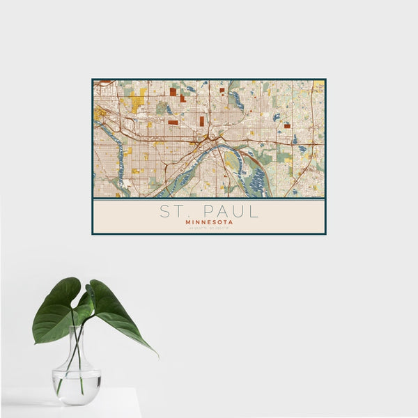 St. Paul - Minnesota Map Print in Woodblock