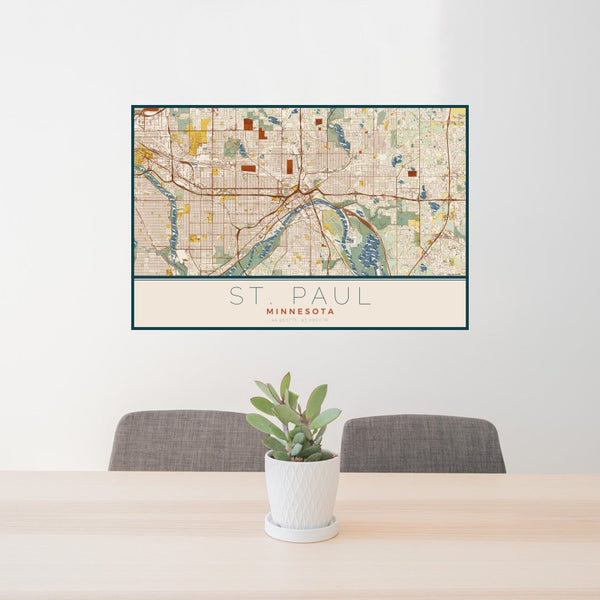 St. Paul - Minnesota Map Print in Woodblock