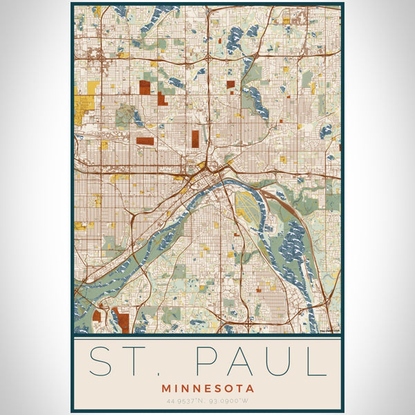 St. Paul - Minnesota Map Print in Woodblock