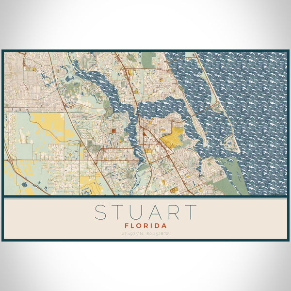 Stuart - Florida Map Print in Woodblock
