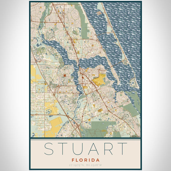 Stuart - Florida Map Print in Woodblock