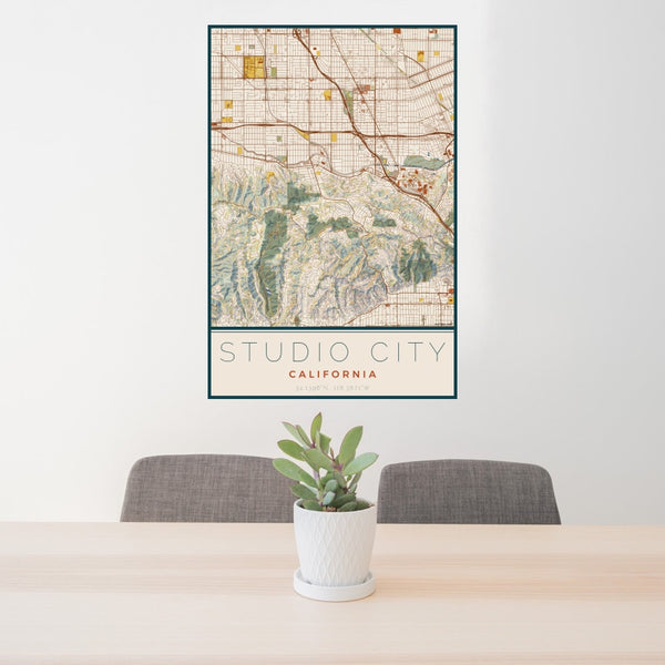 Studio City - California Map Print in Woodblock