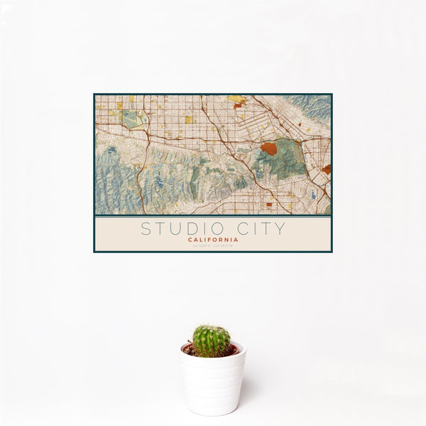 Studio City - California Map Print in Woodblock