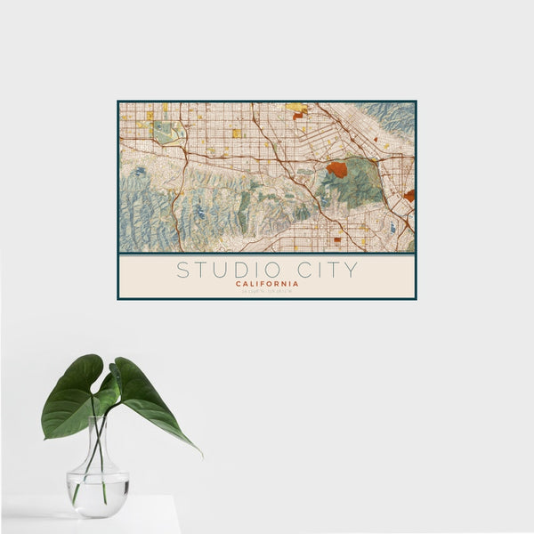 Studio City - California Map Print in Woodblock