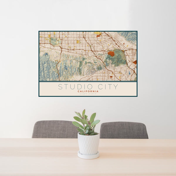 Studio City - California Map Print in Woodblock