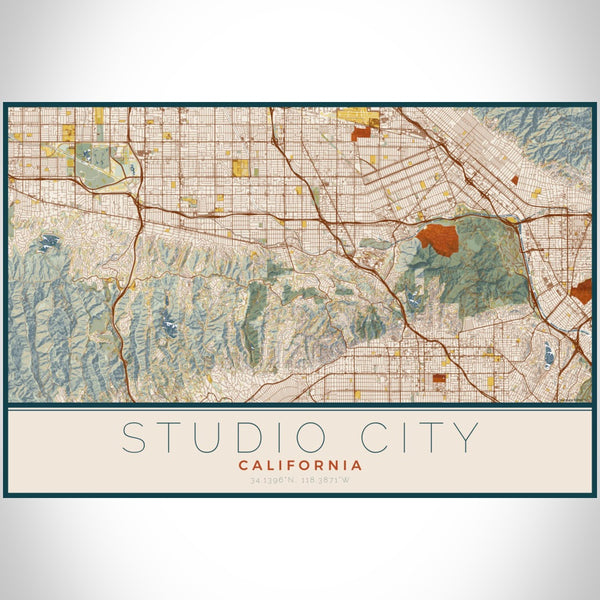 Studio City - California Map Print in Woodblock