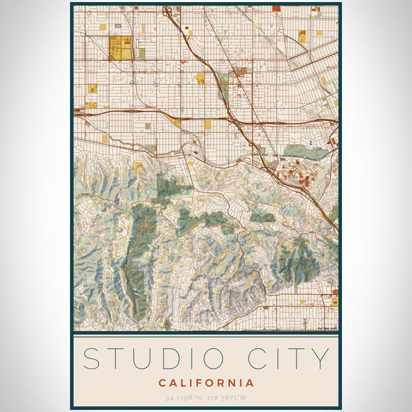 Studio City - California Map Print in Woodblock