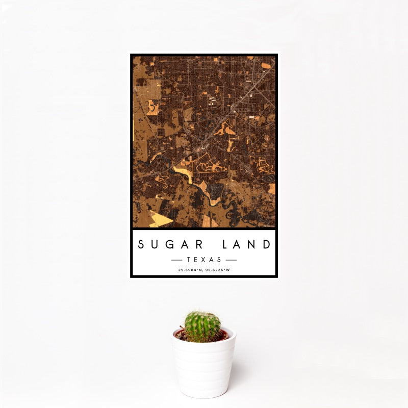 Sugar Land - Texas Map Print in Ember