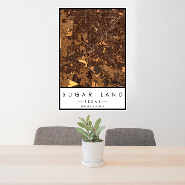 Sugar Land - Texas Map Print in Ember