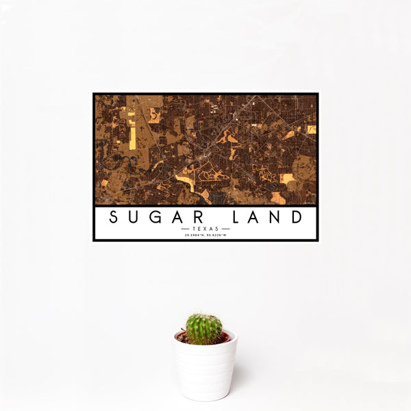 Sugar Land - Texas Map Print in Ember