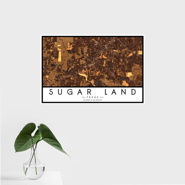 Sugar Land - Texas Map Print in Ember