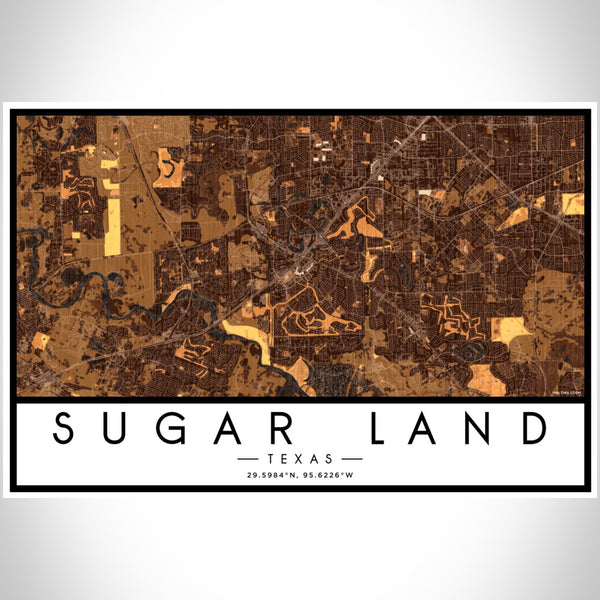 Sugar Land - Texas Map Print in Ember