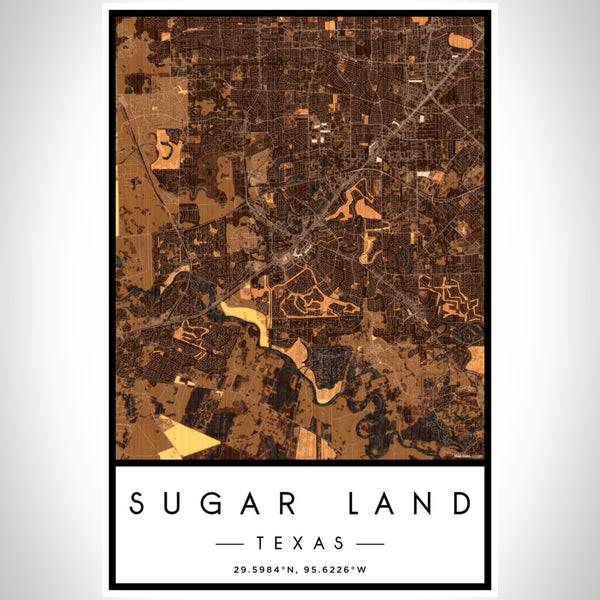 Sugar Land - Texas Map Print in Ember