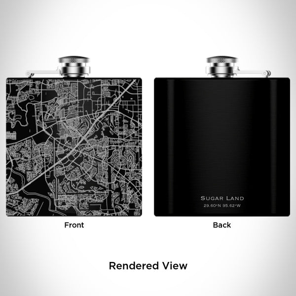 Sugar Land - Texas Map Hip Flask in Matte Black