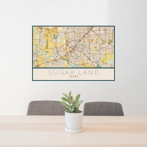 Sugar Land - Texas Map Print in Woodblock